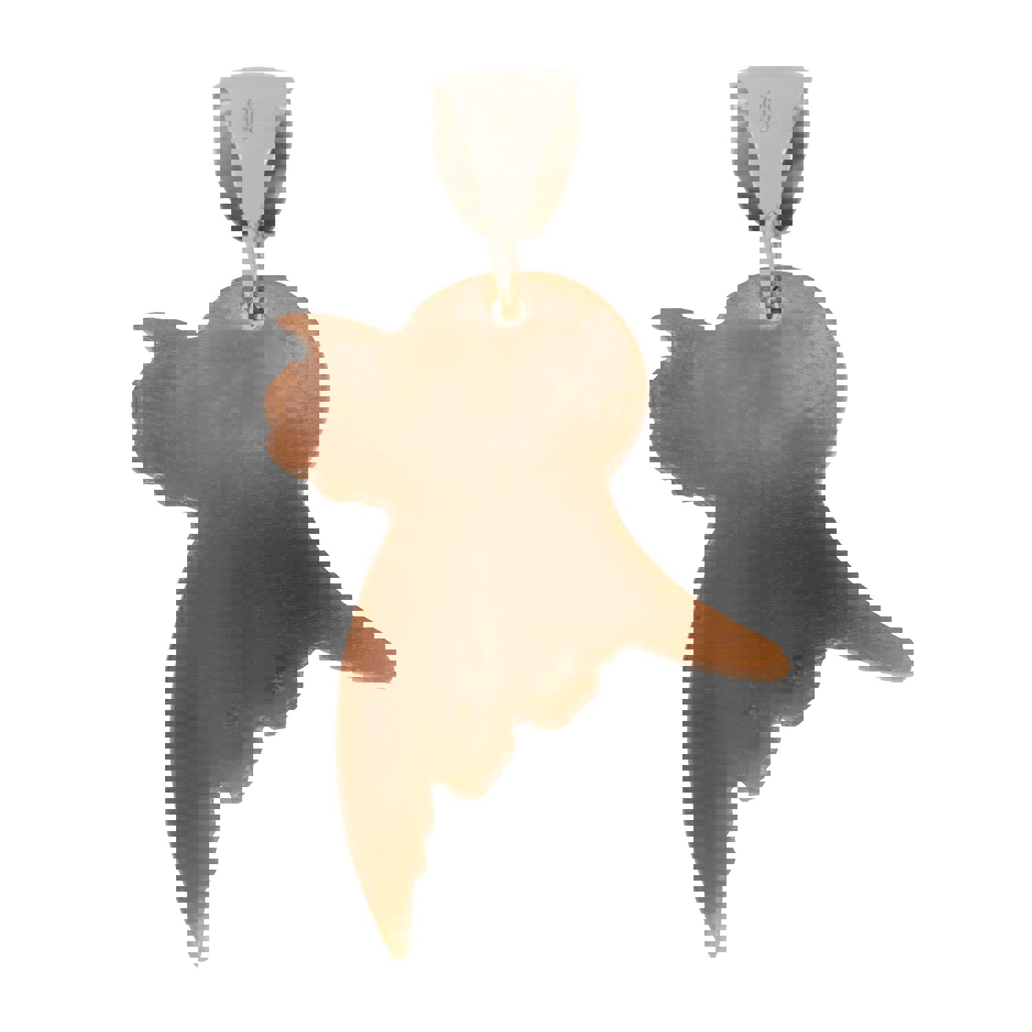 Enamel Carved Cameo Natural Shell Deco Style Sterling Silver Pendant