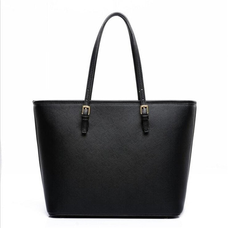 Fashion Women PU Leather Handbag - Large Capacity Luxury Tote