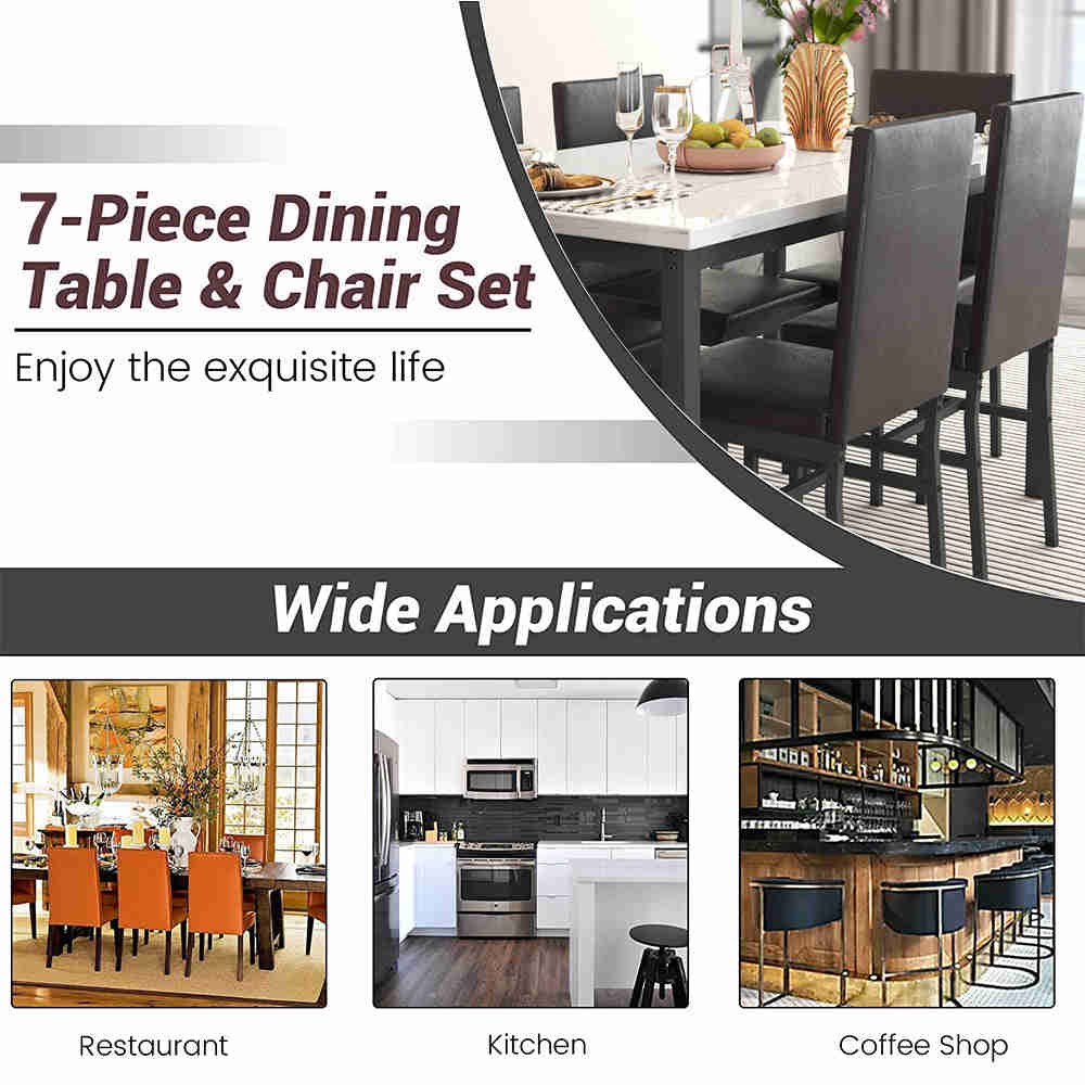 SEGMART 7-Piece Modern Dining Set with Table and 6 High-back Upholstered Chairs