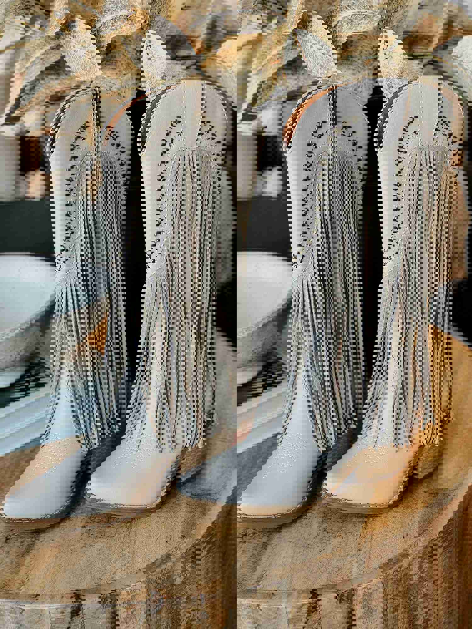 Grey Fringe Western Boots