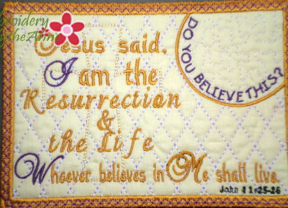 John 11:25 Faith Based Mug Mat/Mug Rug - Digital Download
