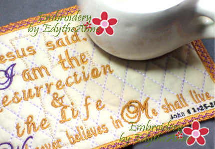 John 11:25 Faith Based Mug Mat/Mug Rug - Digital Download