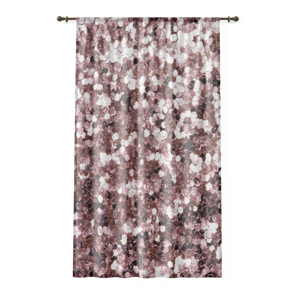 ROSE SEQUIN PRINT - SHEER Window Curtain