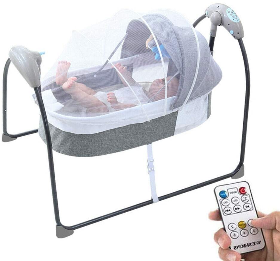 Electric Baby Cradle Toddler Rocker Bed with Bluetooth Music & Remote Control