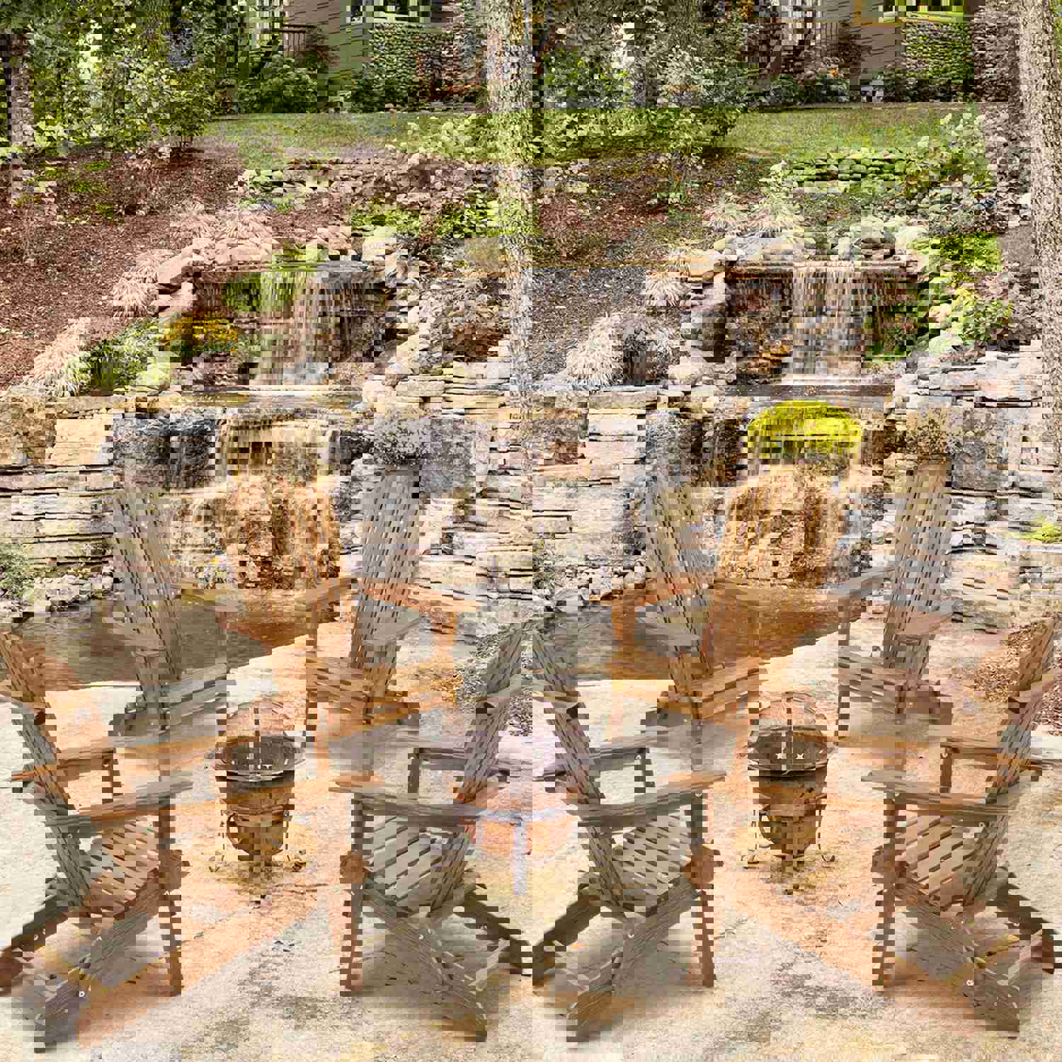 Wooden Outdoor Folding Adirondack Chair Set of 2