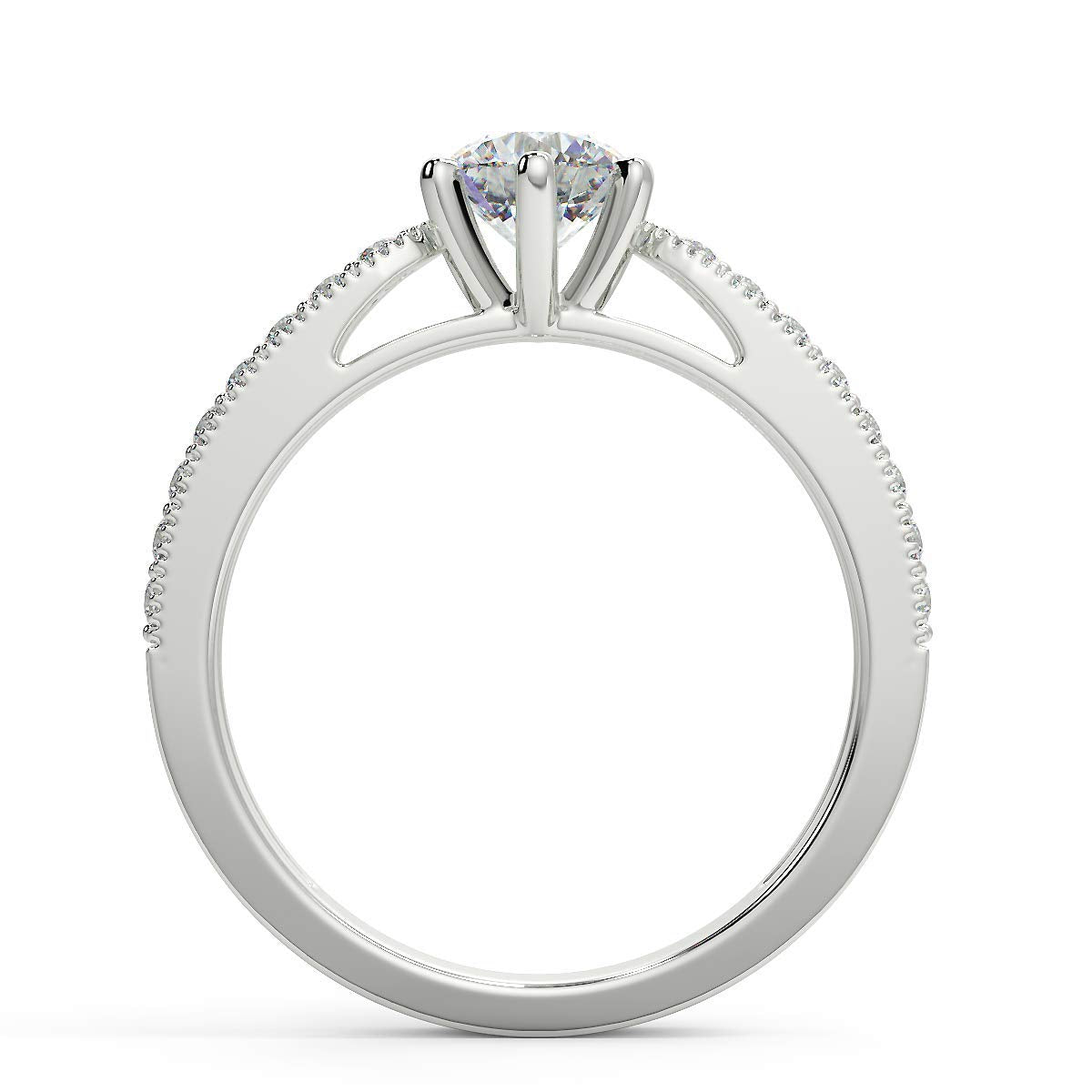 Round Moissanite Solitaire Diamond Engagement Ring in Sterling Silver or 10K/14K Gold