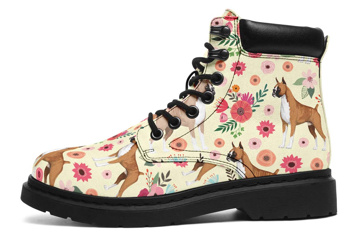 Boxer Floral Classic Vibe Boots - Custom Printed Vegan Boots