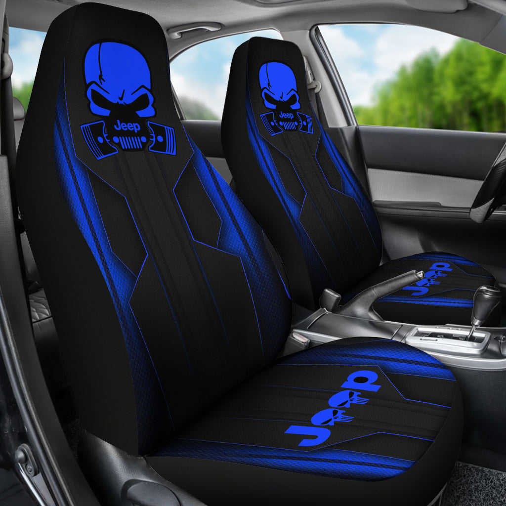 Jeep Skull Hydro Blue Color Car Seat Covers - Premium Custom Fit Accessories