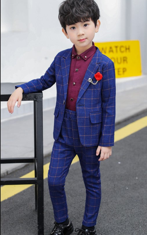 Boys Formal Birthday Suits Weddings Blazer Pants 2Pcs Set Kids Gentleman Clothing Sets
