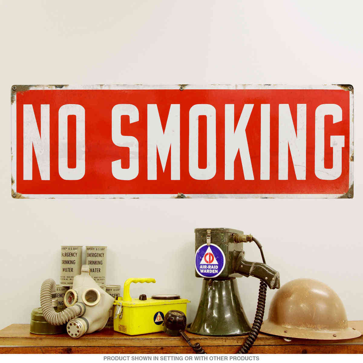 Vintage No Smoking Message Distressed Wall Decal - Peel and Stick Design