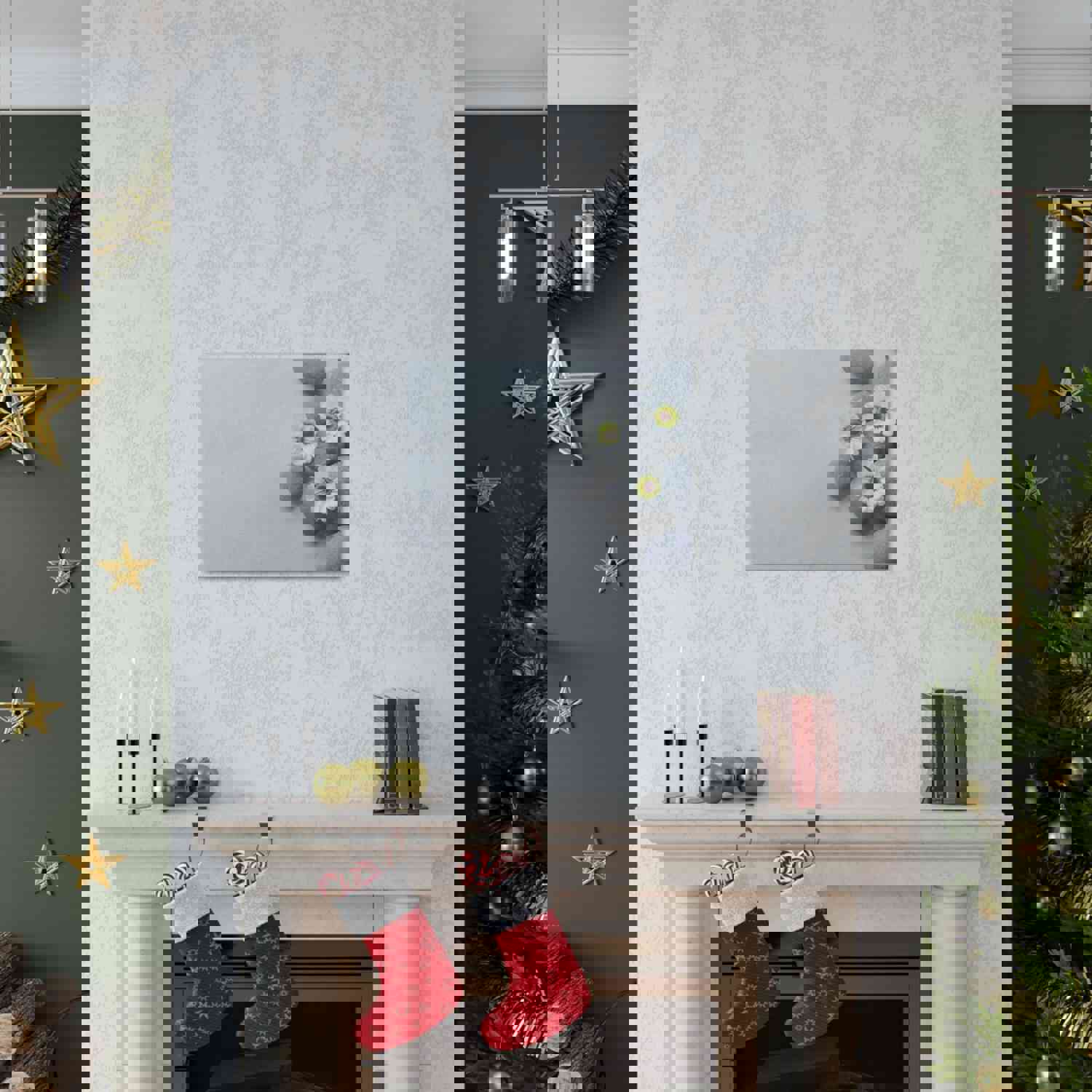 Three White Flower Forest Floral Nature Photography Canvas Wall Art for Home Decor