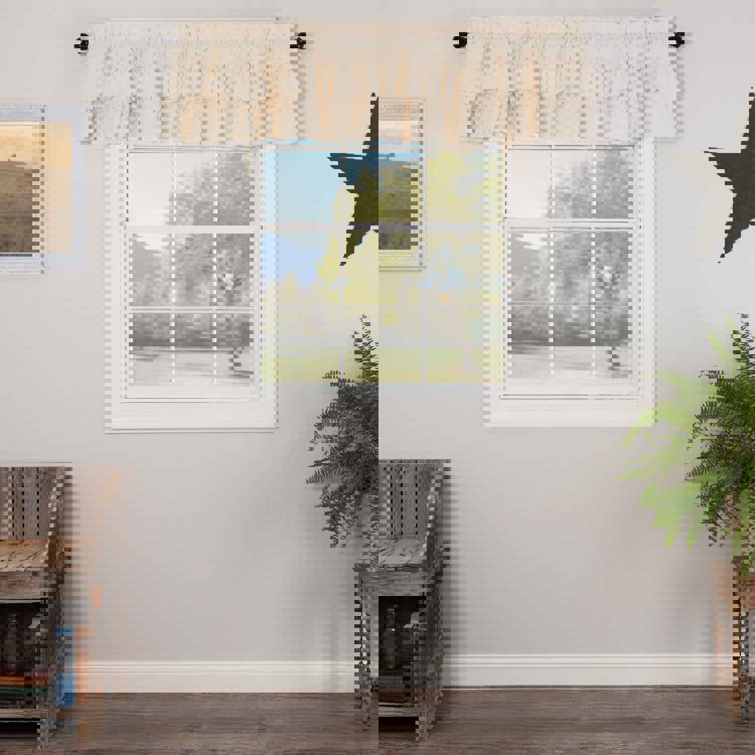 Muslin Ruffled Natural Valance 72