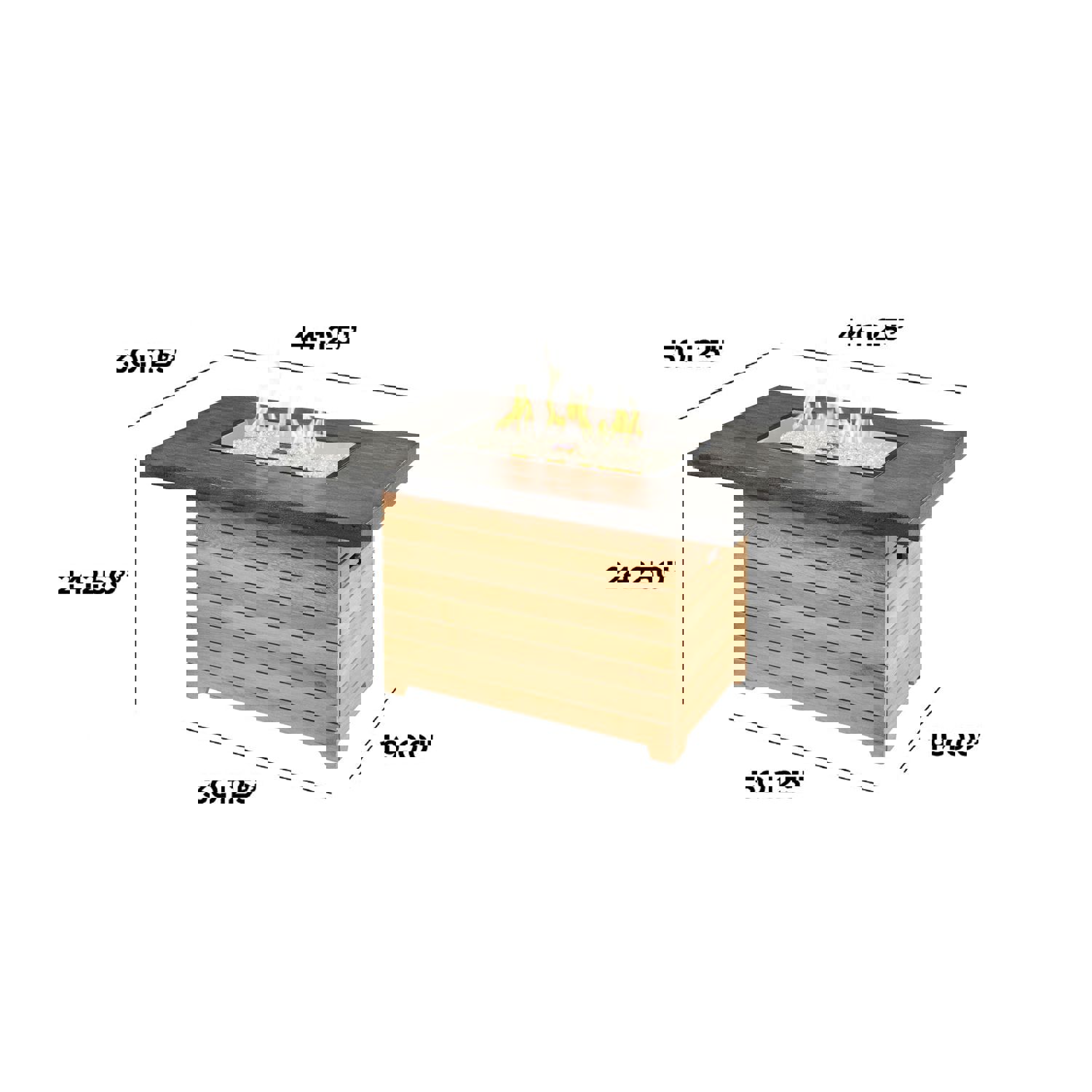 Darien Rectangular Gas Fire Pit Table