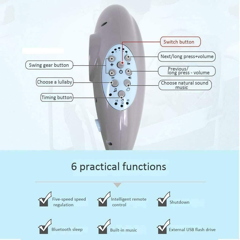 Electric Baby Cradle Toddler Rocker Bed with Bluetooth Music & Remote Control