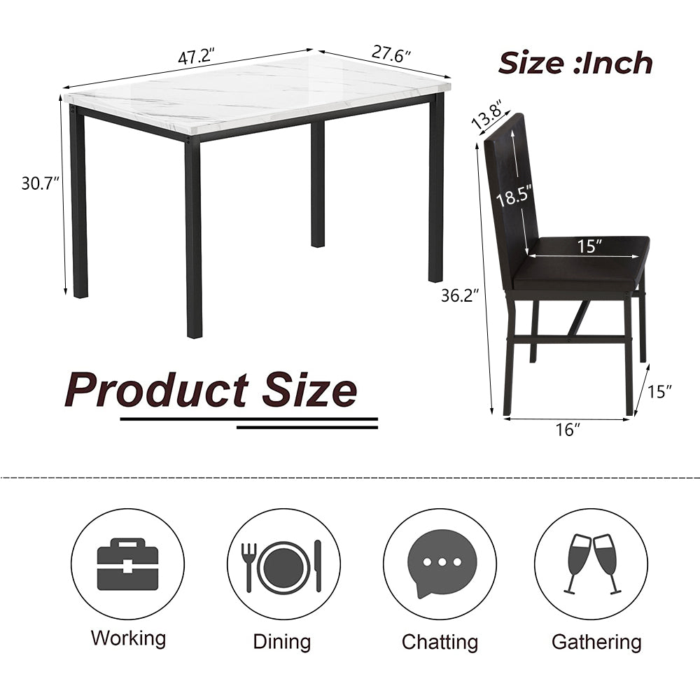 SEGMART 7-Piece Modern Dining Set with Table and 6 High-back Upholstered Chairs