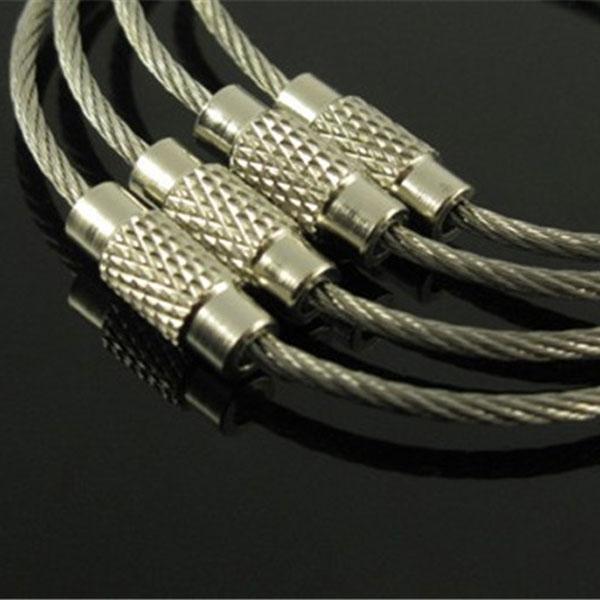 5pcs Multifunctional Outdoor Camping Gear Wire Ropes Key Ring (15cm) Silver