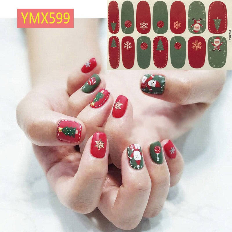 Christmas Style Nail Art Sticker - 14 Tips DIY Waterproof Full Cover Wraps Decal