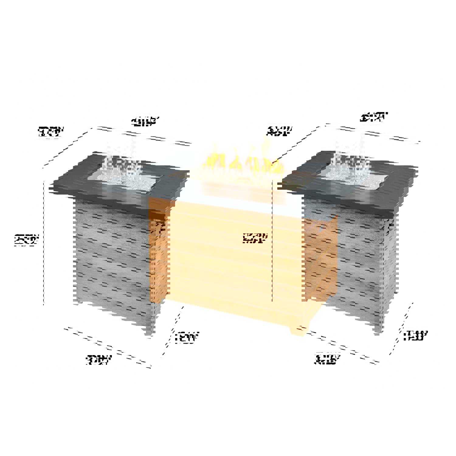 Darien Rectangular Gas Fire Pit Table