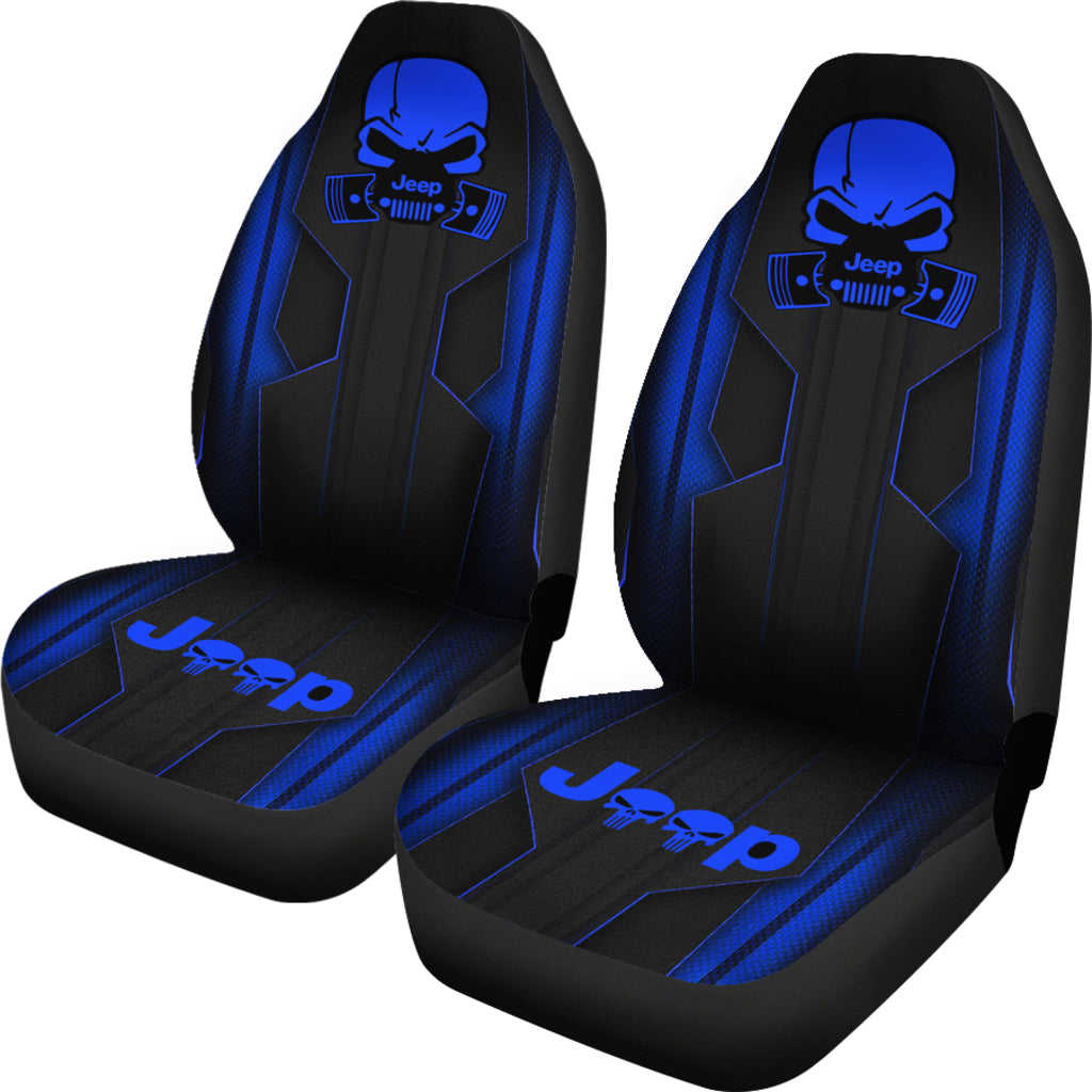 Jeep Skull Hydro Blue Color Car Seat Covers - Premium Custom Fit Accessories