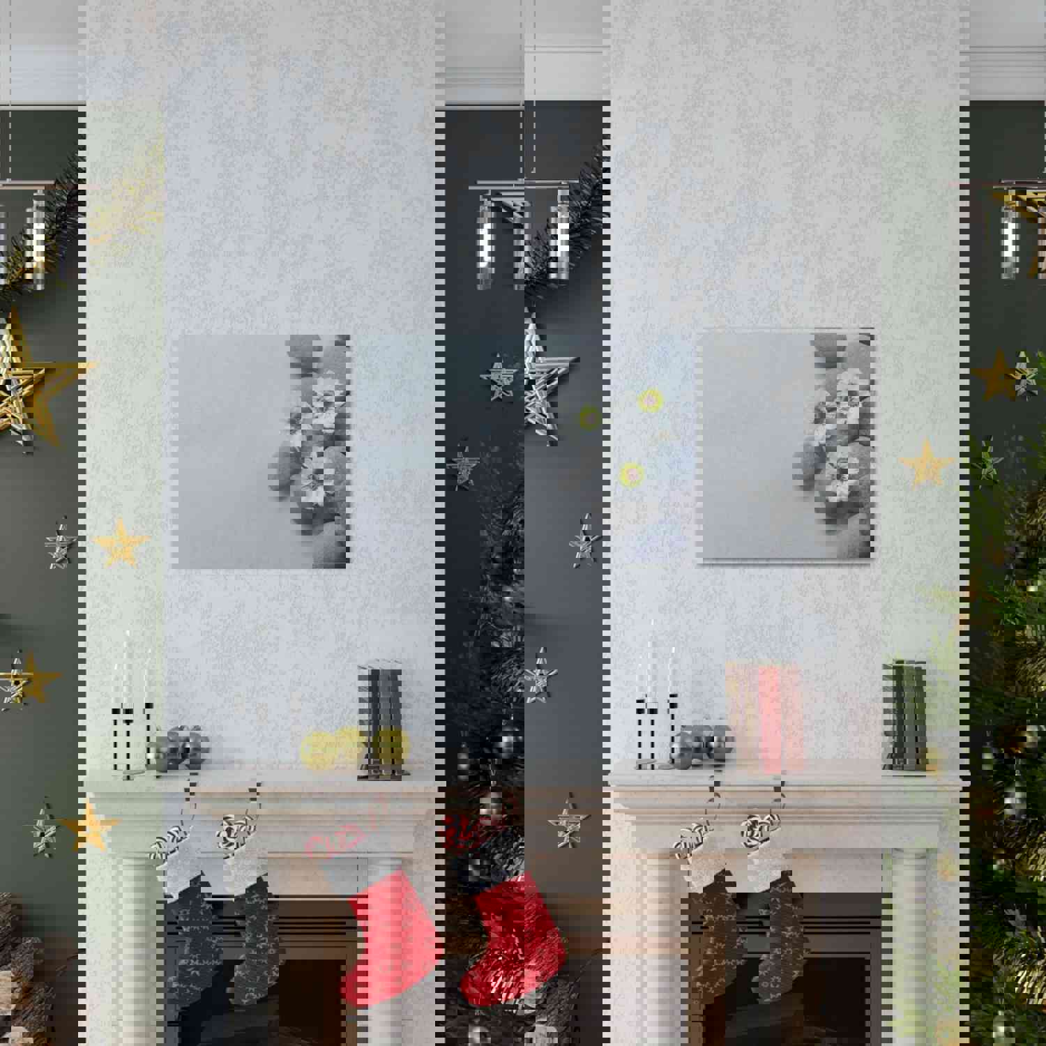 Three White Flower Forest Floral Nature Photography Canvas Wall Art for Home Decor