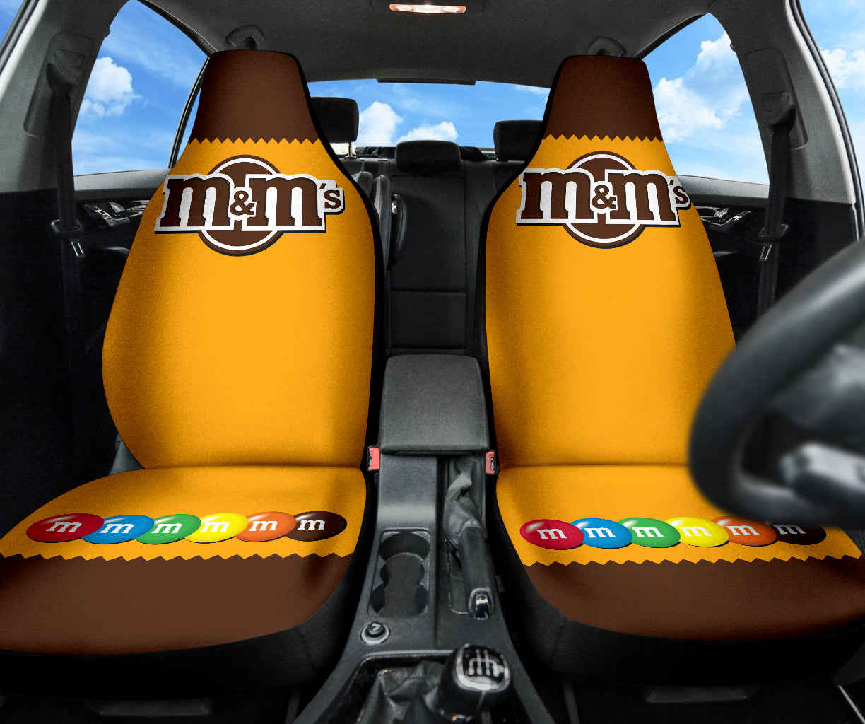M&M Chocolate Logo Car Seat Covers - Premium Car Interior Accessories