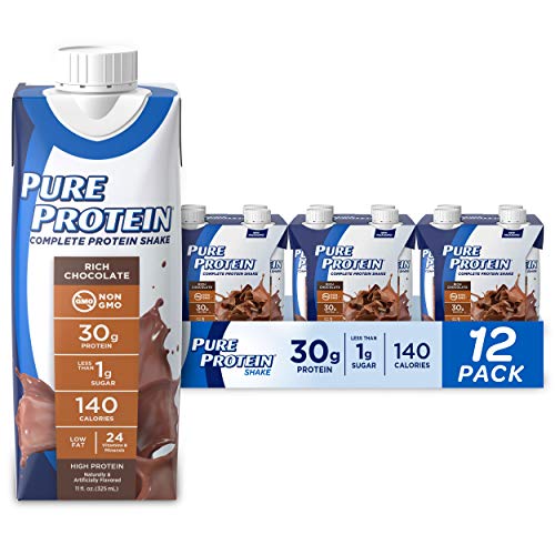 Pure Protein Chocolate Protein Shake - 30g Complete Protein, Keto-Friendly, Immune Support, 12 Pack