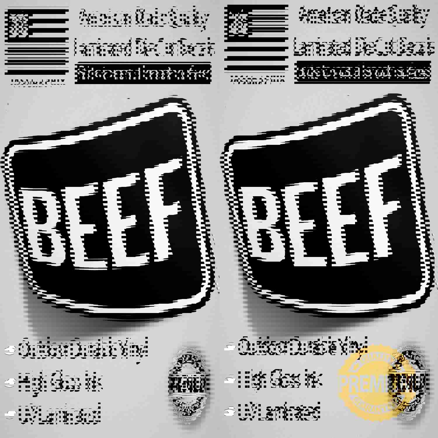 Beef Decal Pack of 4 Stickers - High Performance Vinyl for Farming Enthusiasts