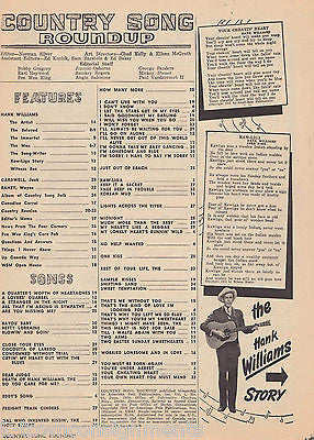 HANK WILLIAMS STORY VINTAGE COUNTRY SONG ROUNDUP MUSIC PHOTO MAGAZINE 1953