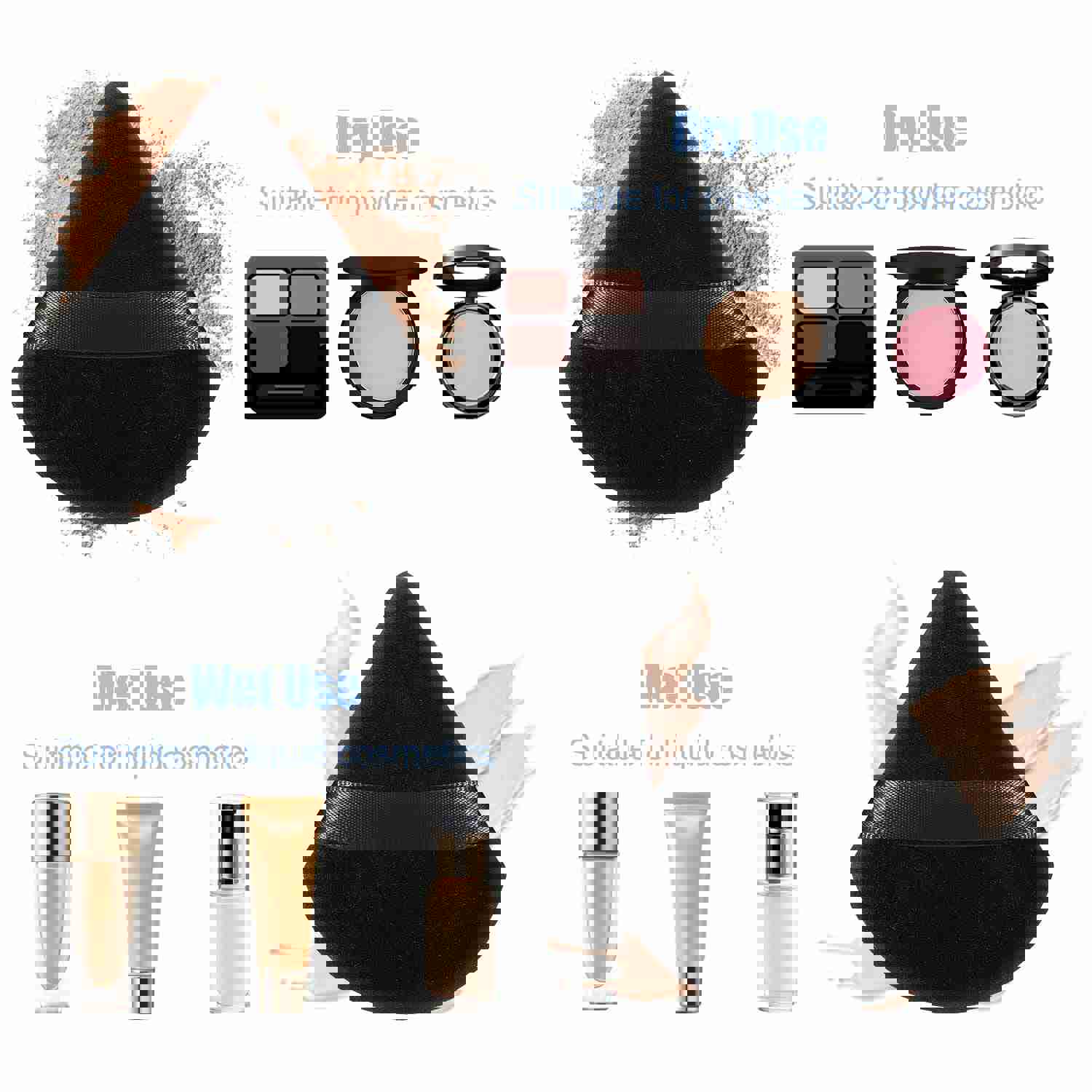 6 Pieces Soft Triangle Powder Puff for Makeup - Velour Cosmetic Sponge for Contouring and Under Eyes