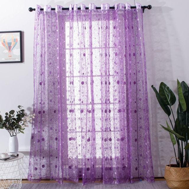Birds Nest Purple Sheer Curtain