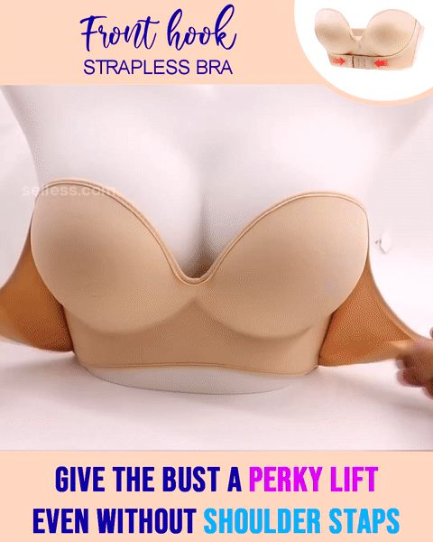 LauraCollection® Front Buckle Strapless Wireless Push Up Bra - Buy 1 Get 2 Free (Black)