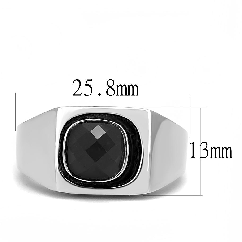High Polished Stainless Steel Ring with Synthetic Glass for Women - Style TK3283