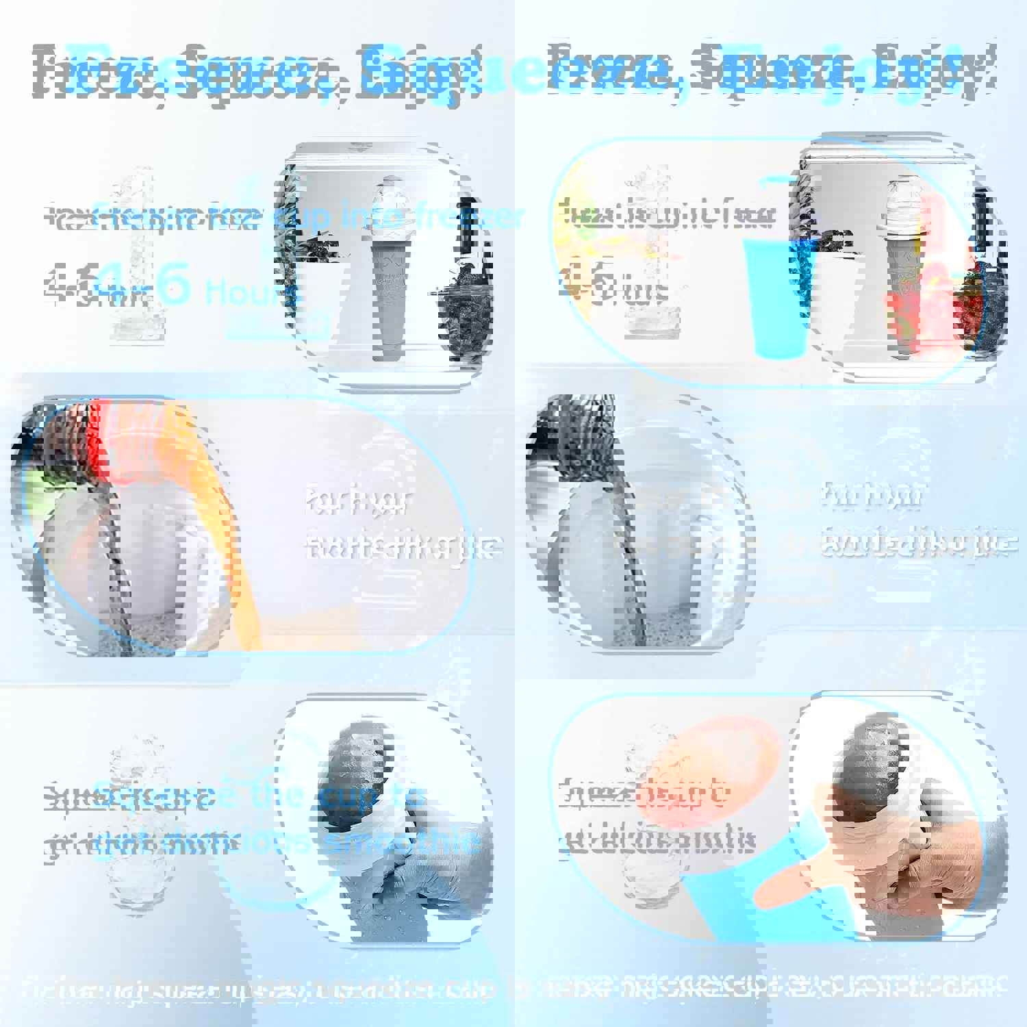 Frozen Slushy Cup Smoothie Maker with Lids and Straws - Quick & Easy Icy Treats at Home