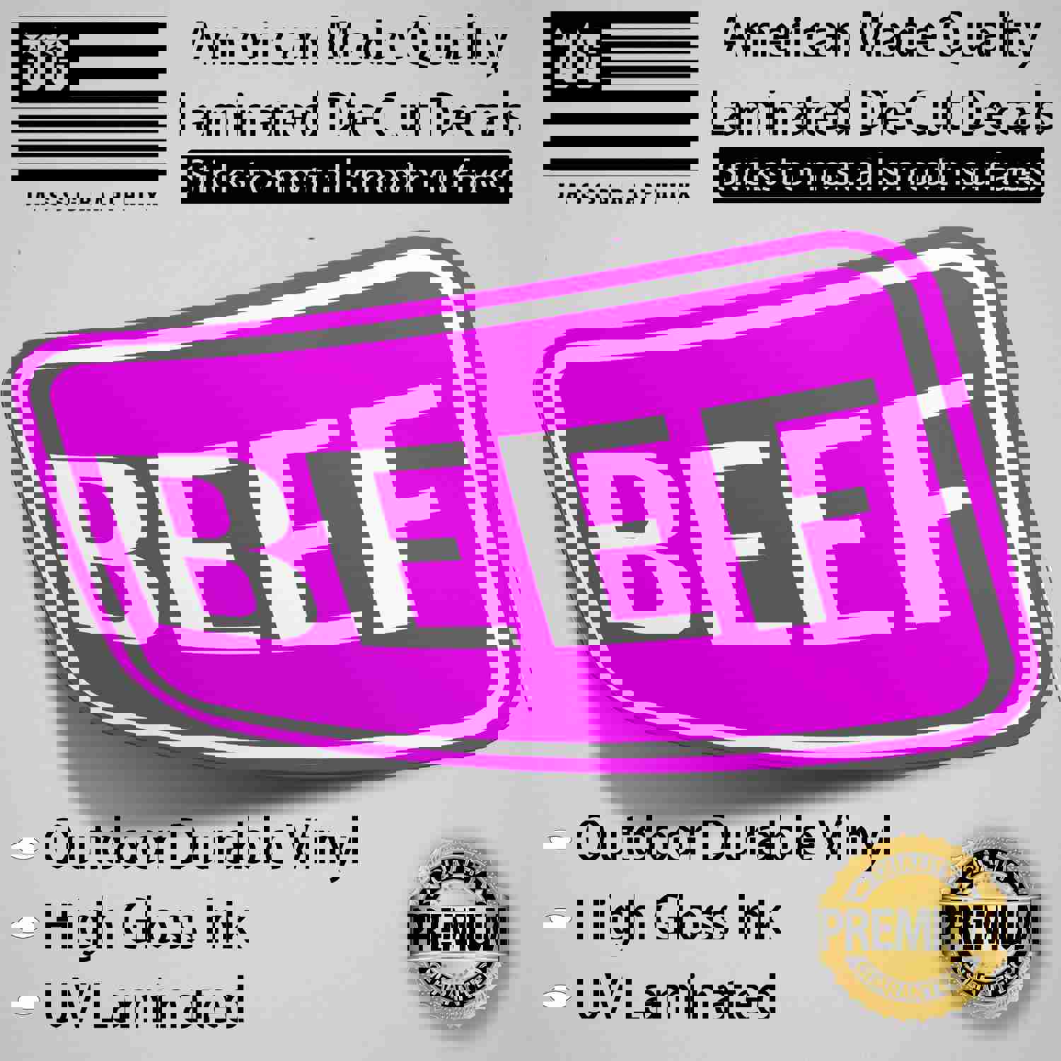 Beef Decal Pack of 4 Stickers - High Performance Vinyl for Farming Enthusiasts