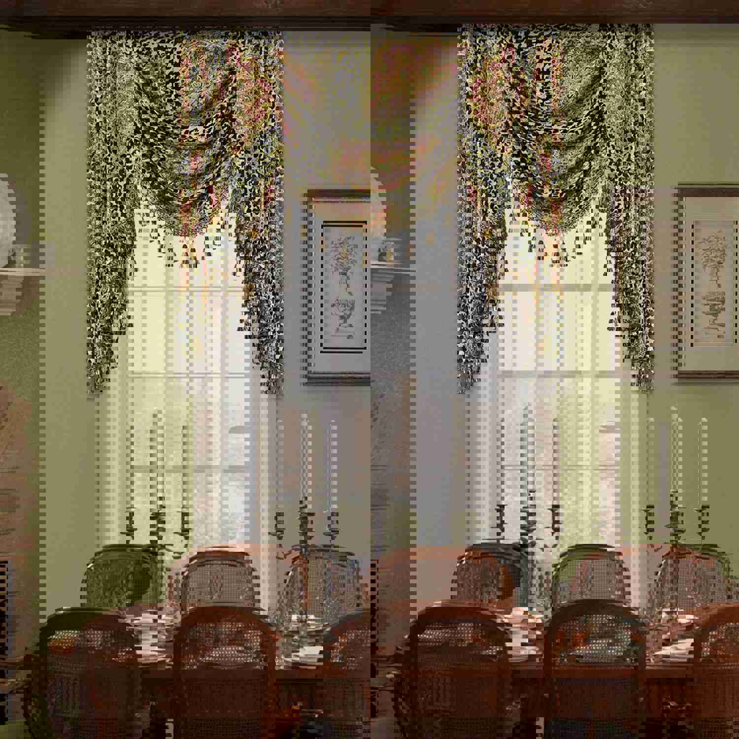 Leopard Print Swag Valance - Vintage Charm Window Drape