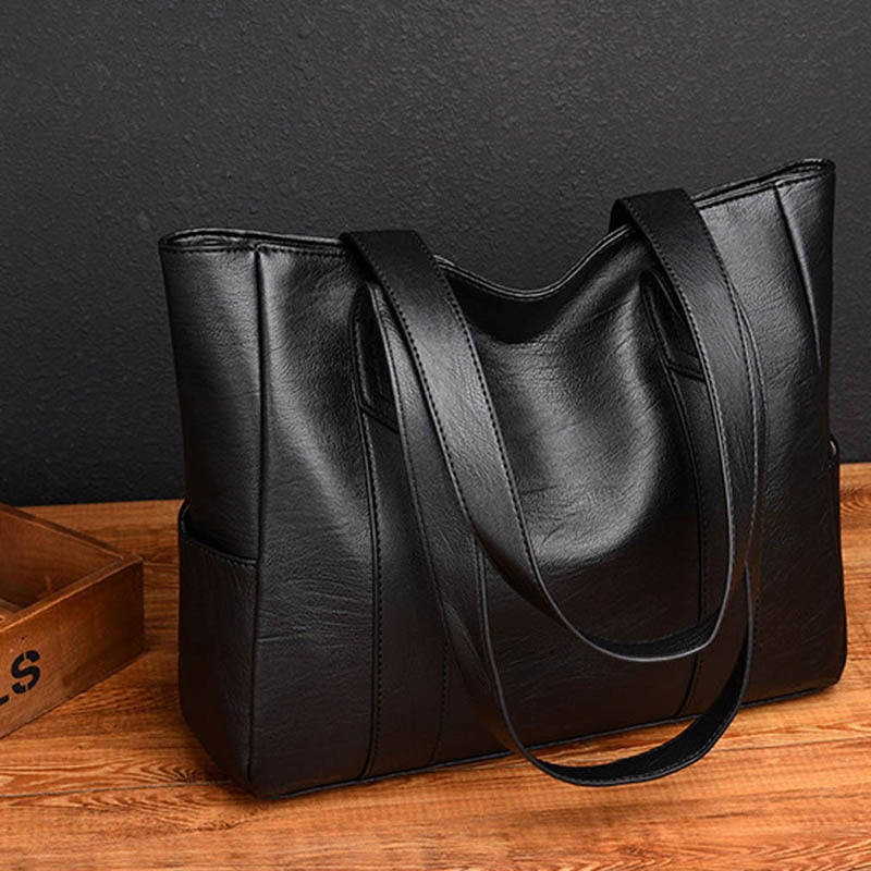 Fashion Women PU Leather Handbag - Large Capacity Luxury Tote