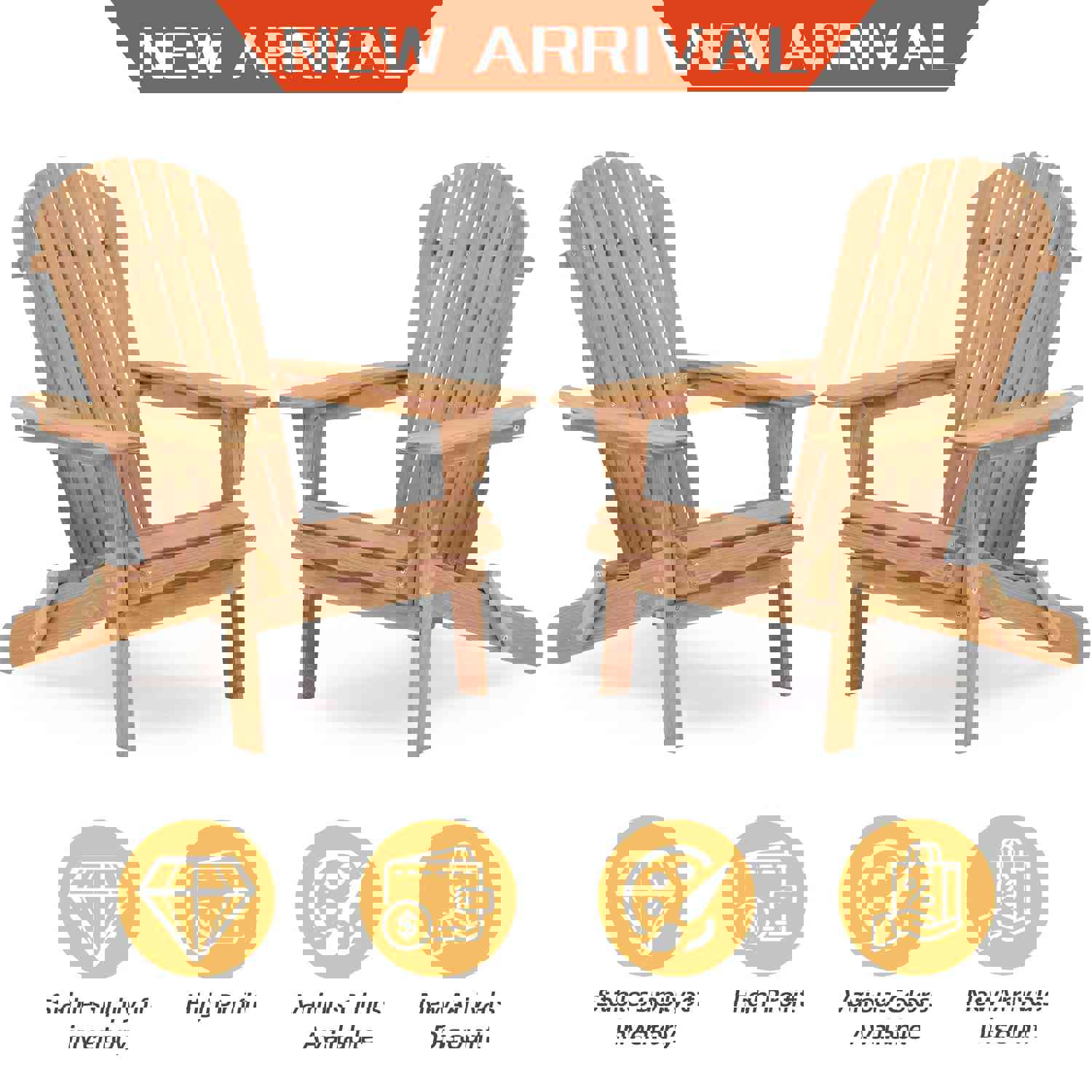 Wooden Outdoor Folding Adirondack Chair Set of 2