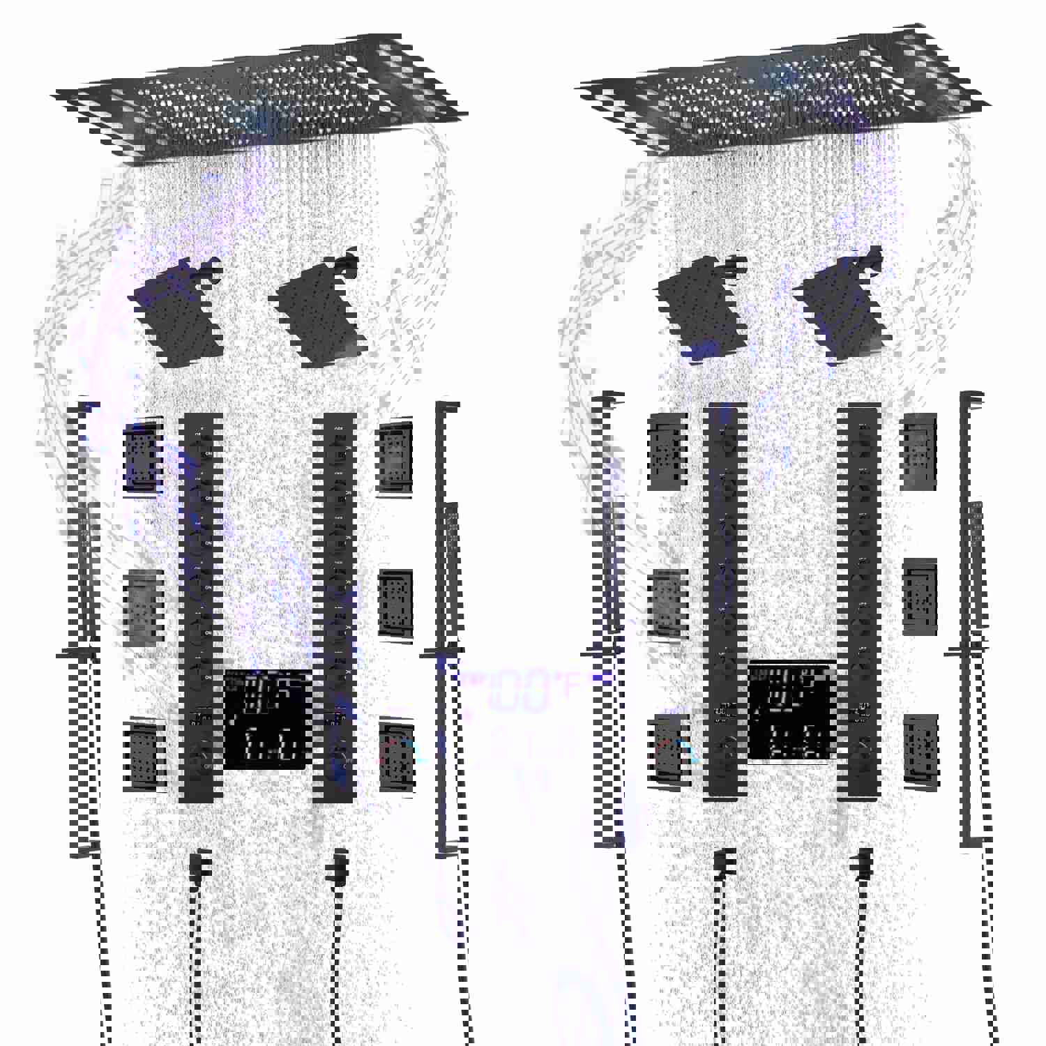 FUSE 36-Inch Dual Showerhead Complete LED Music Shower Set with 6 Body Jets