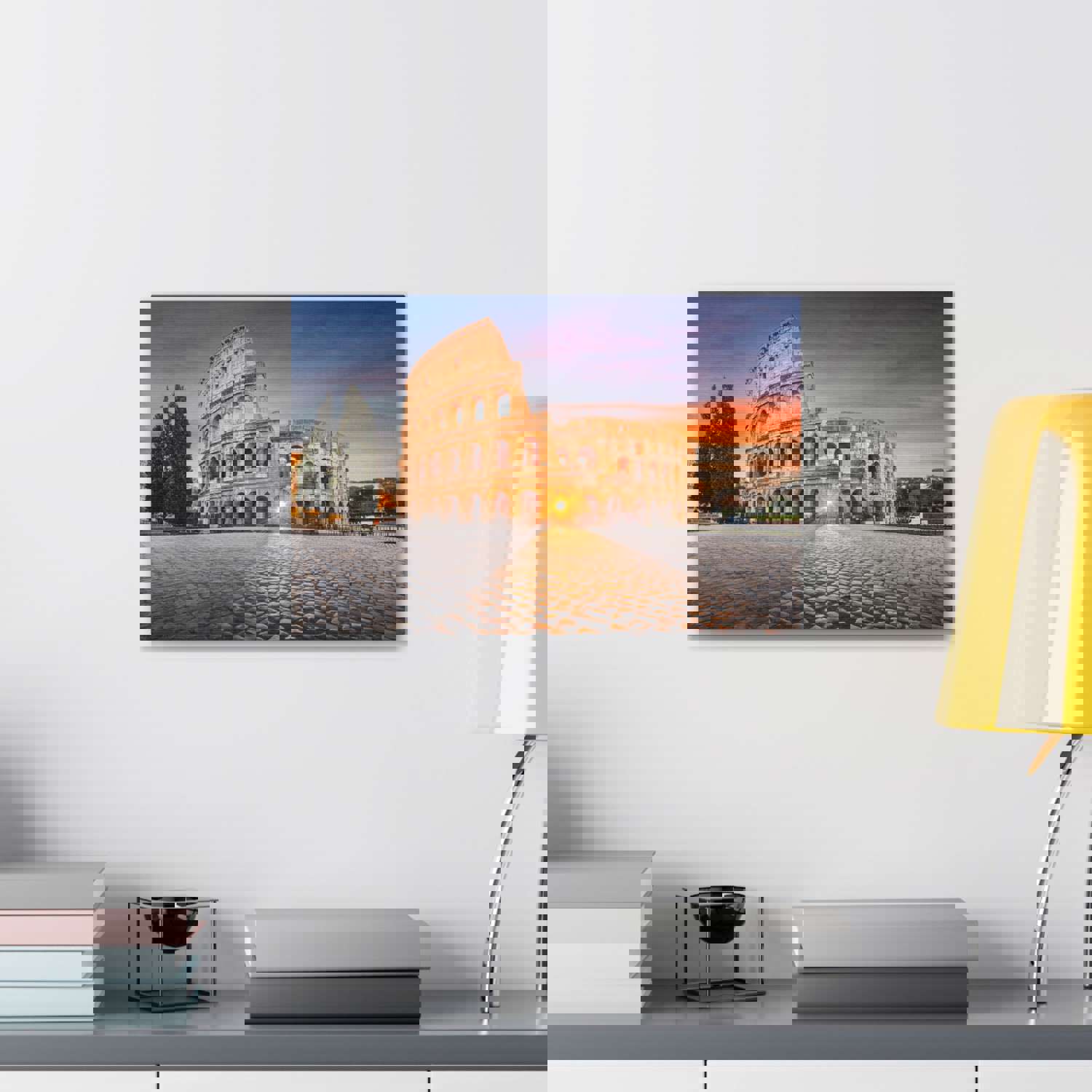 Colosseum in Rome Night Modern Multicolor Scenic Nature Photography Canvas Wall Art