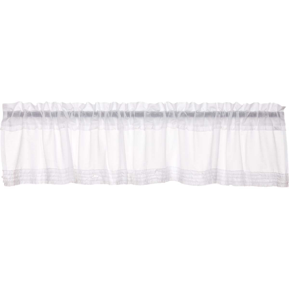 White Ruffled Sheer Valance 16x90 - Lightweight Vintage Farmhouse Window Treatment