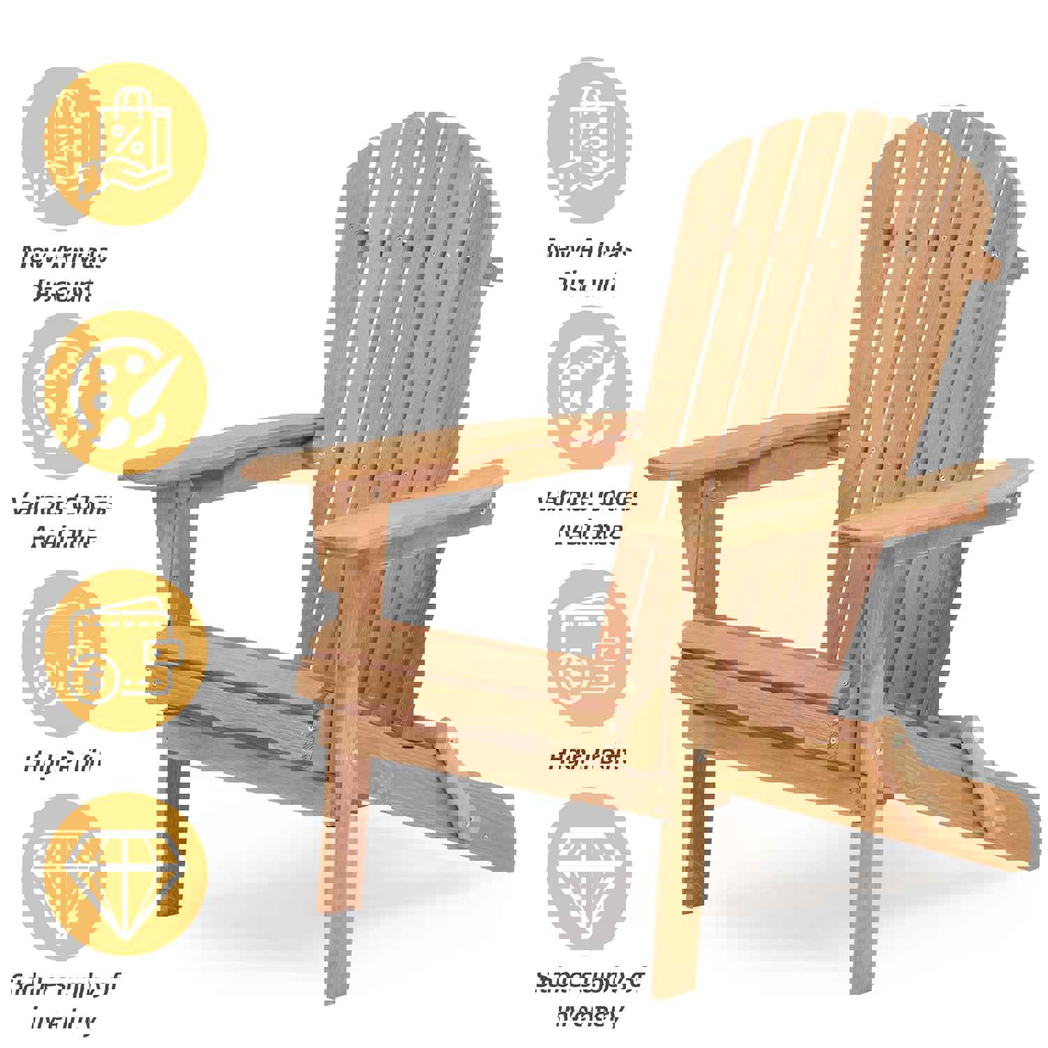 Wooden Outdoor Folding Adirondack Chair Set of 2