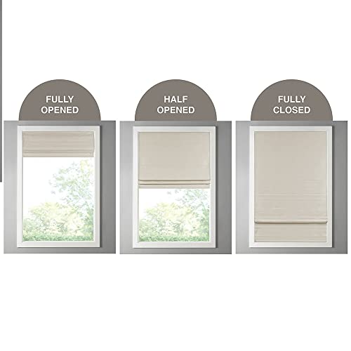Madison Park Cordless Roman Shades - Como Grey, 35x64, Room Darkening, Thermal Insulated