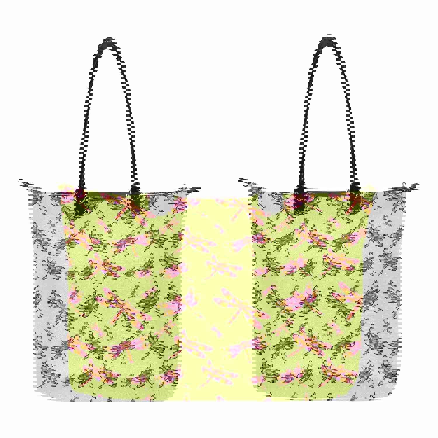 Gathering Lime Single-Shoulder Lady Handbag with Dragonfly Design