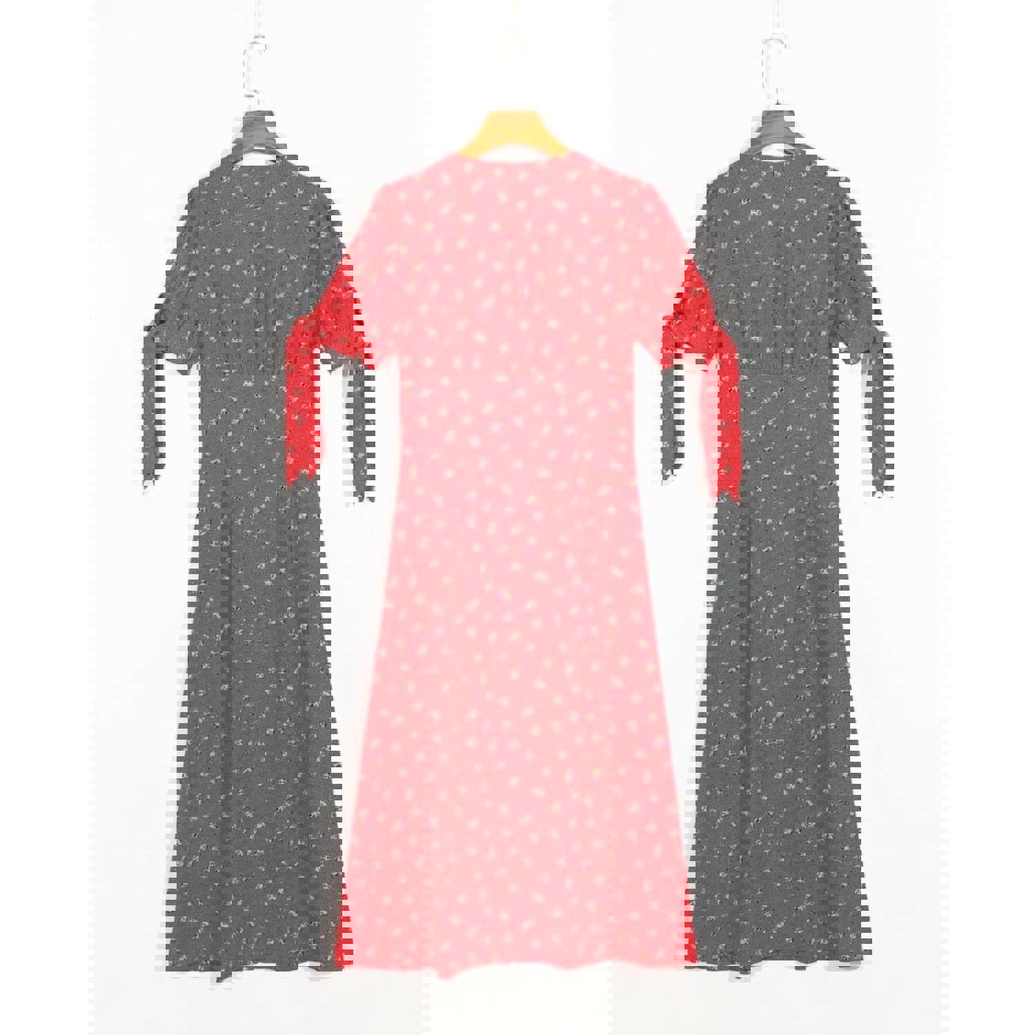 Fashion Chic Floral Dress - Vintage A-Line Polyester Dress with V-Neck