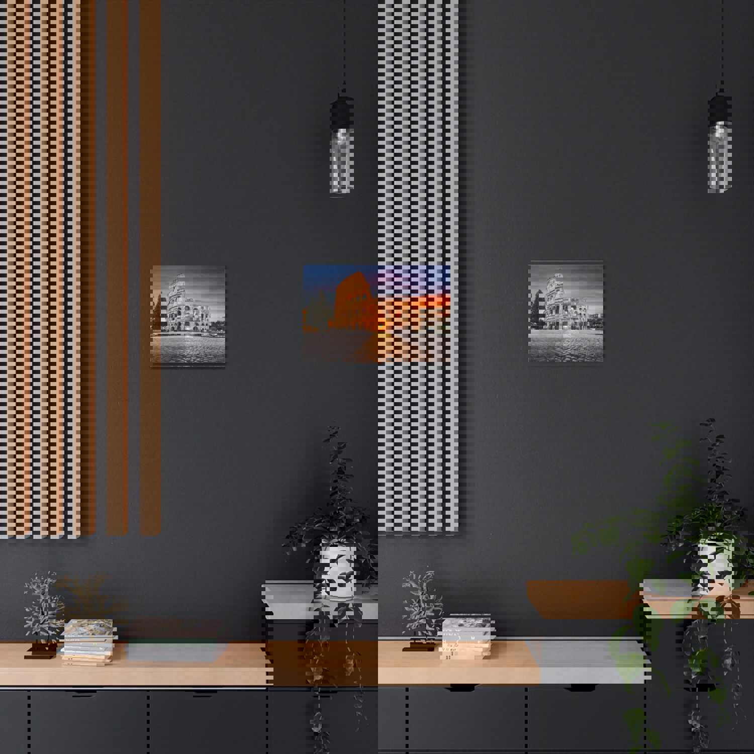 Colosseum in Rome Night Modern Multicolor Scenic Nature Photography Canvas Wall Art