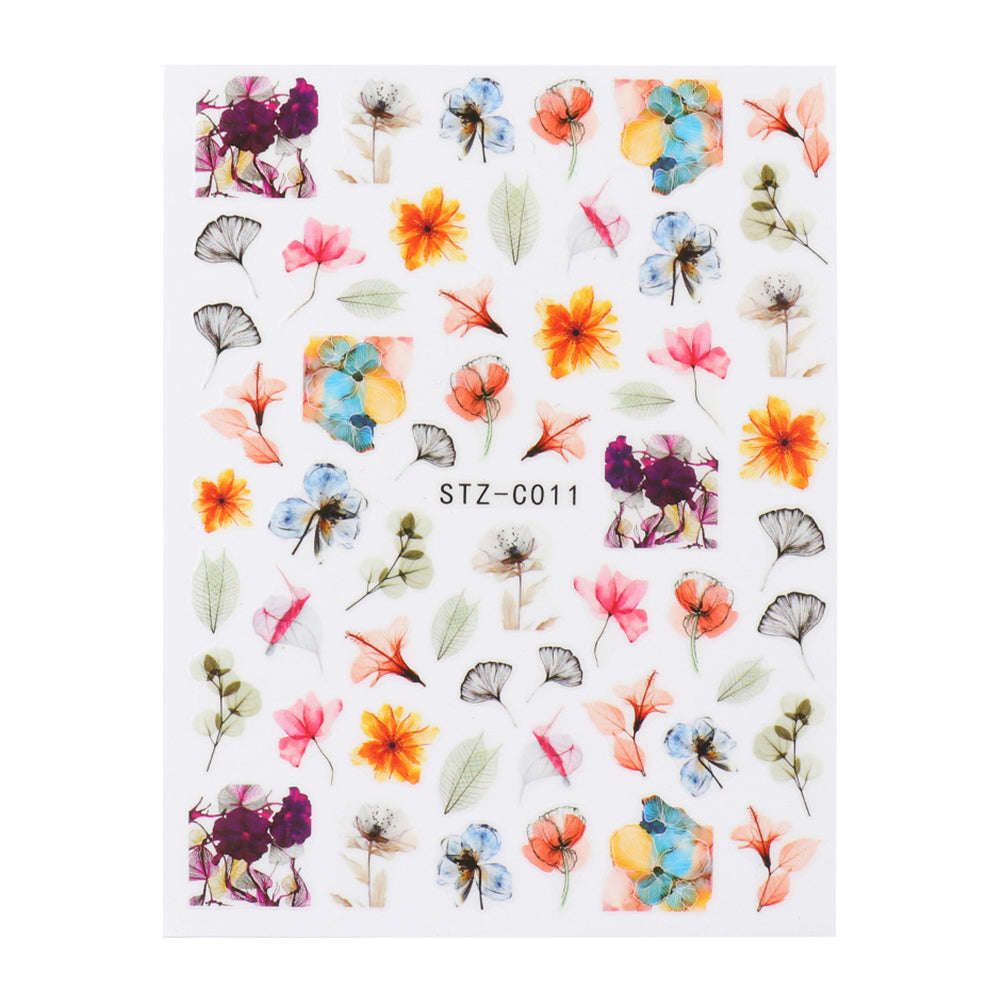 3D Nail Sticker Decals - Flower Rose Butterfly Design for UV Nails