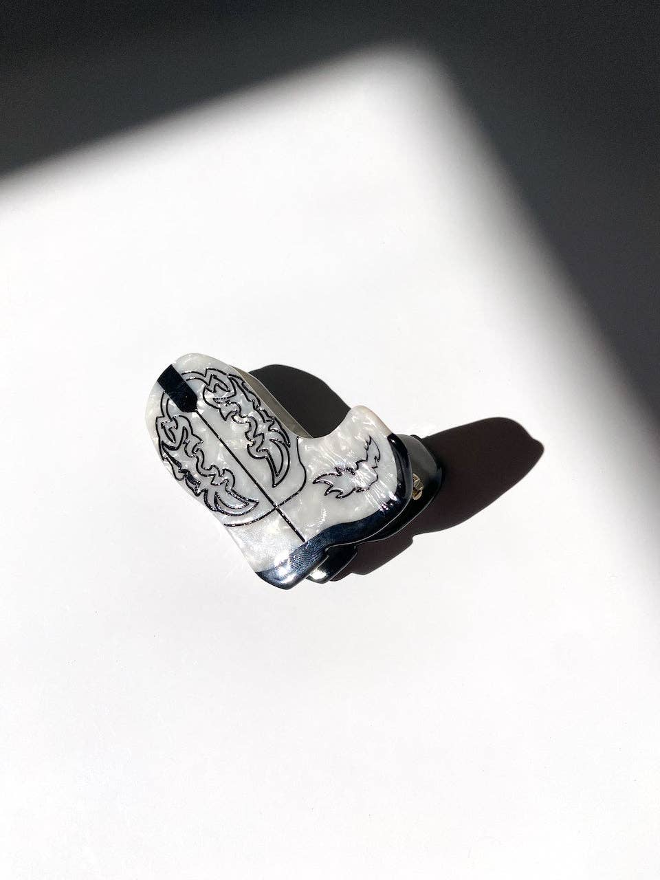 Hand-painted Western Cowboy Boot Claw Hair Clip | Eco-friendly White