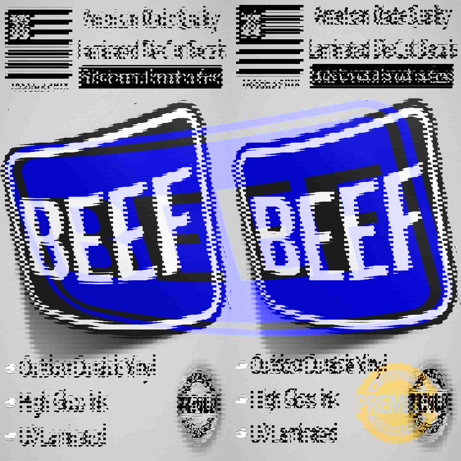 Beef Decal Pack of 4 Stickers - High Performance Vinyl for Farming Enthusiasts
