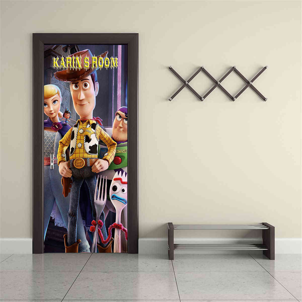 Toy Story Woody Buzz Personalized Name Door Wrap Decal Removable Sticker