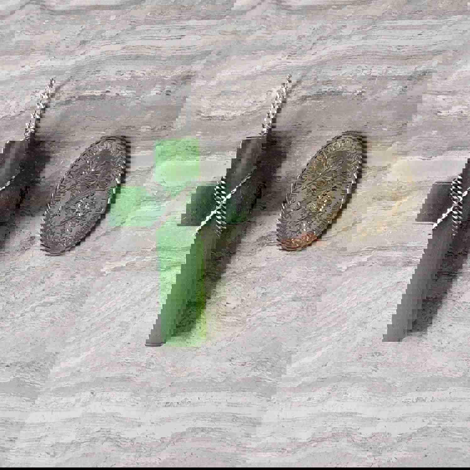 Genuine Nephrite Jade Cross Pendant Necklace with Sterling Silver Bail